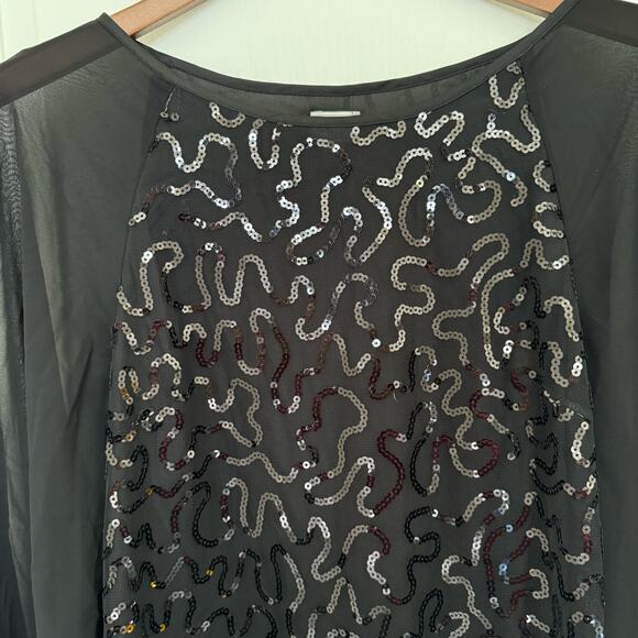 Pearl Georgina Chapman Marchesa NWT Sheer Lined Black Mini Dress Sequins Women 6 - Picture 3 of 11